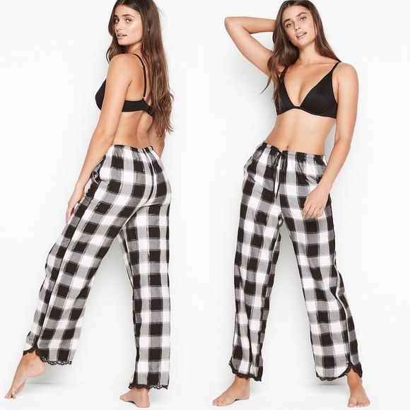 🎉6/$26🎉VICTORIA’S SECRET Buffalo Plaid Wide Leg PJ Pants - Picture 1 of 4